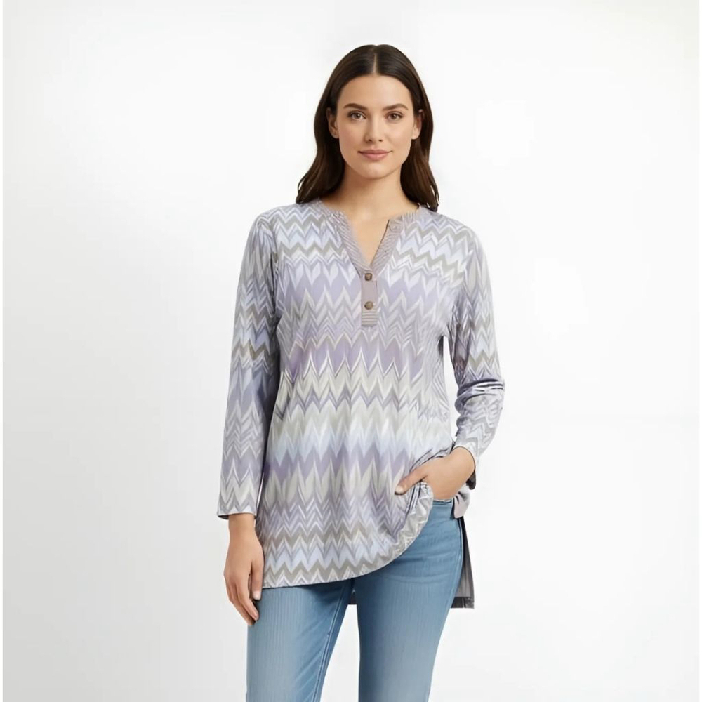 J. McLaughlin Blue Patterned Top